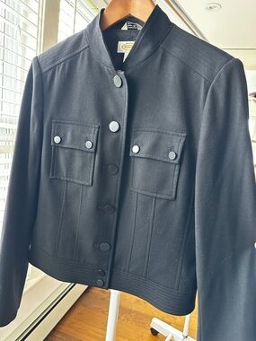 Talbots Tailored Button Front Jacket in a Stretch Wool Blend, Lined